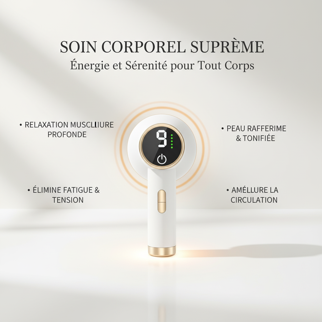 Handheld Body Massager, Body Relaxing Machine, Portable and Cordless Massager for Deep Relaxation, 9 Modes for Body SPA, 8 Massage Heads, 1800mAh Battery, Gift for Men Women, White